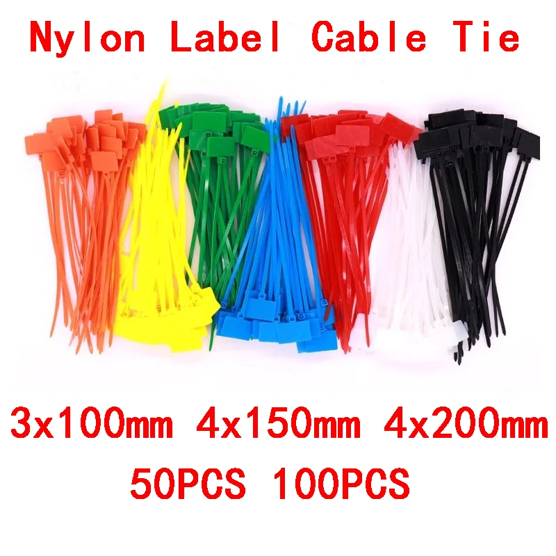 Nylon Cable Tie Plastic Loop Ties Markers Tag Cable Self-locking Zip Ties Office Plastic Loop Ties Wire Wraps Fixing Straps