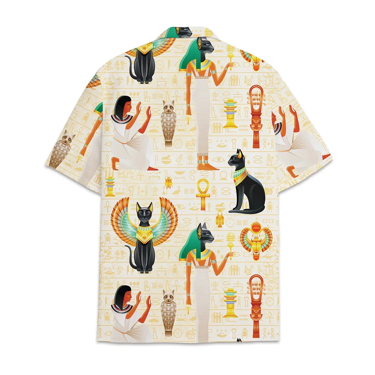 Estilo do verão Camisas de manga curta padrões egípcios 3D em toda a impressão Camisa Havaiana Mens Harajuku Camisa de Praia Casual CSH-01