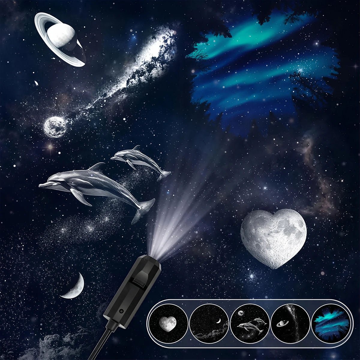 USB LED Galaxy Starry Sky Projector Lights Moon Earth Wall Ceiling Decor Switchable Pattern Projection Novelty Lamp for Bedroom