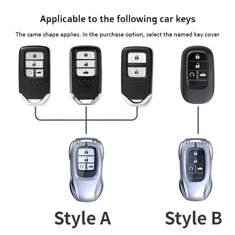 For Honda Civic HRV CRV XRV CR-V Odyssey Pilot Accord Zinc Alloy Car Key Case Keyless Cover Key Shell Interior Car Accessories