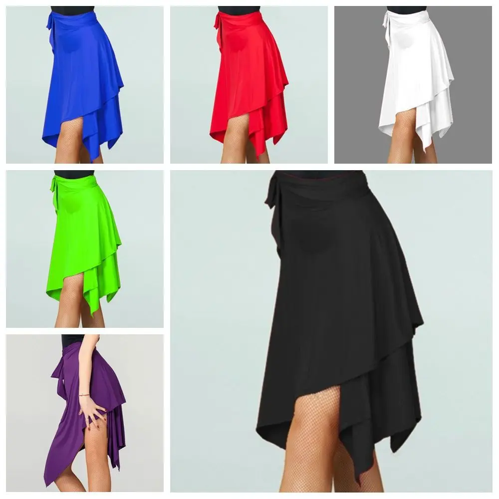 Jupe de Skate de danse latine de couleur unie, écharpe portefeuille à lacets, vêtements de danse, accessoires de danse, robe Triangle, jupe de danse, pratique