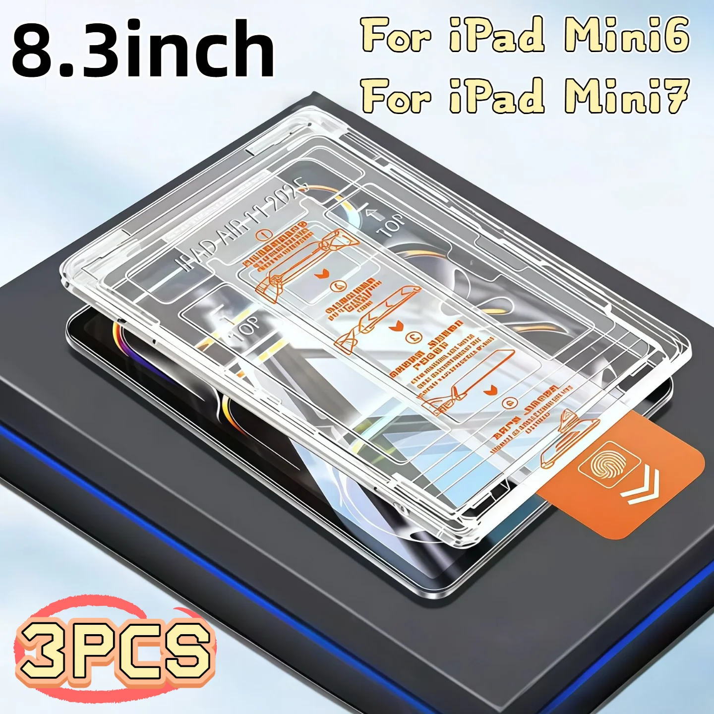 

3PCS Auto Dust Removal Tempered Glass Screen Protector for iPad Mini 8.3inch Mini6/7 Easy Install Kit