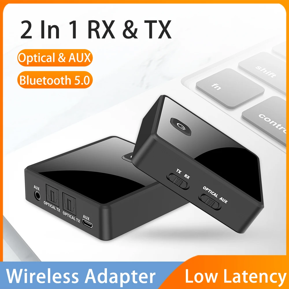 낮은 대기 시간 Bluetooth 오디오 송신기 수신기 3.5mm AUX 잭 광학 SPDIF Hifi 무선 오디오 어댑터 (PC TV 차량용 스피커 용) 썸네일 2