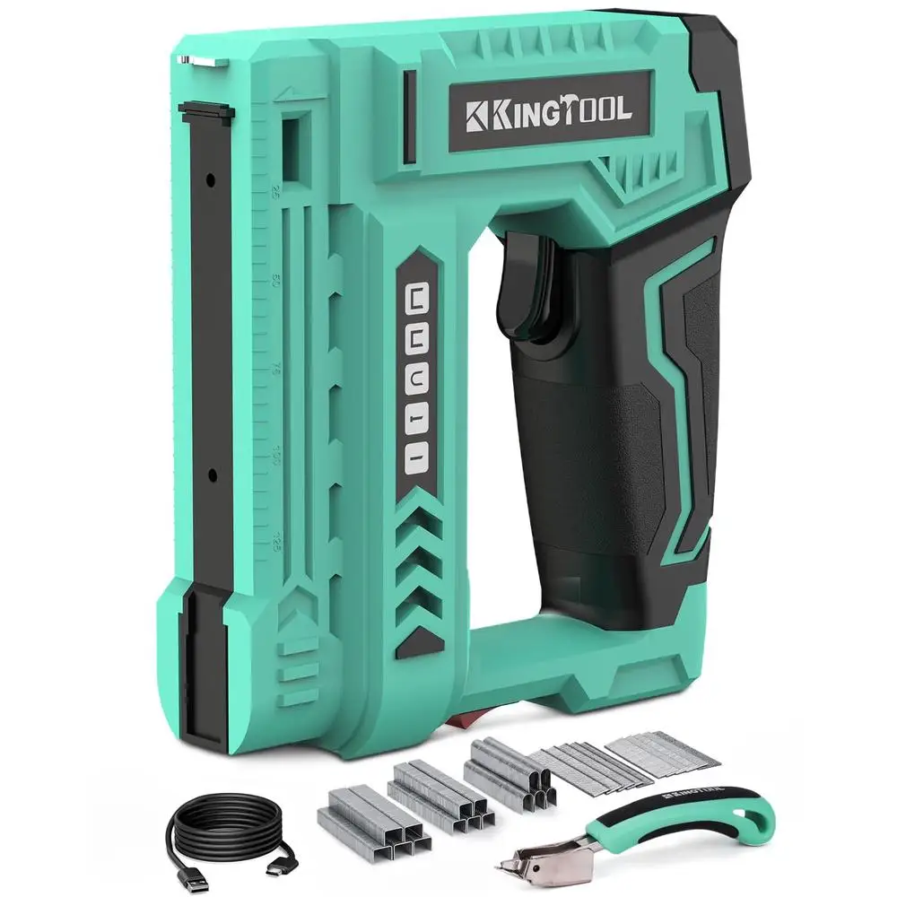 Cordless Electric Staple Gun 5-in-1 Nail Gun Kit with 2.0Ah Battery 5000 Staples & Nails Lightweight Design Safety Switches Wide