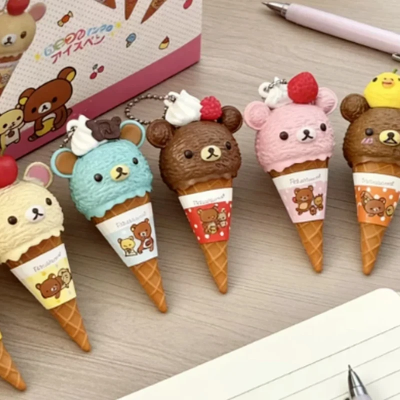 Anime Figure Kawaii Capsule Blind Box Ice Cream Bear Bead Chain Hanging Bag Doll Toy Model Decoration Pendant Holiday Gifts