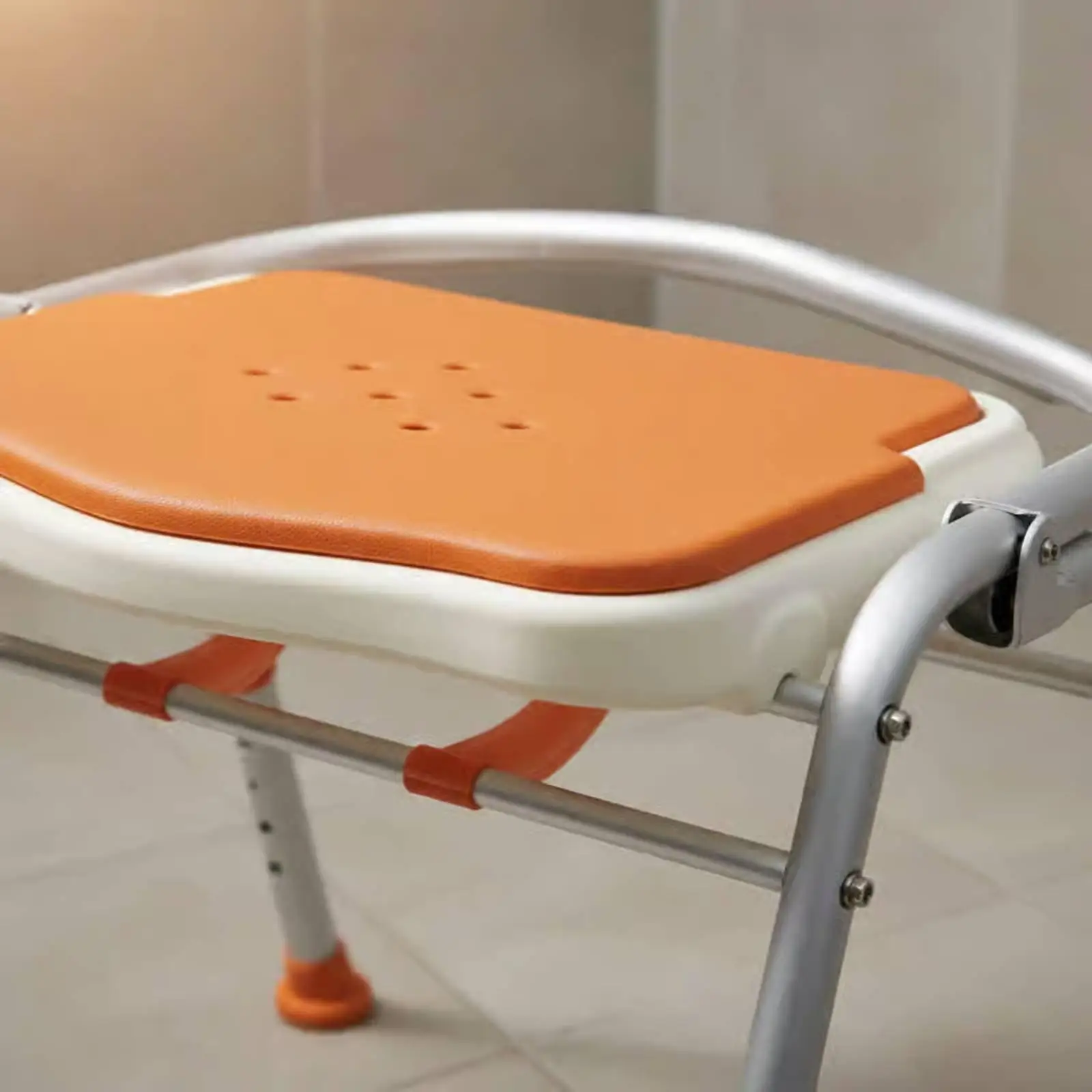 Compact Folding Bath Bench for Disabled Shower Seat with Rubber Feet Ergonomic Armrest Support