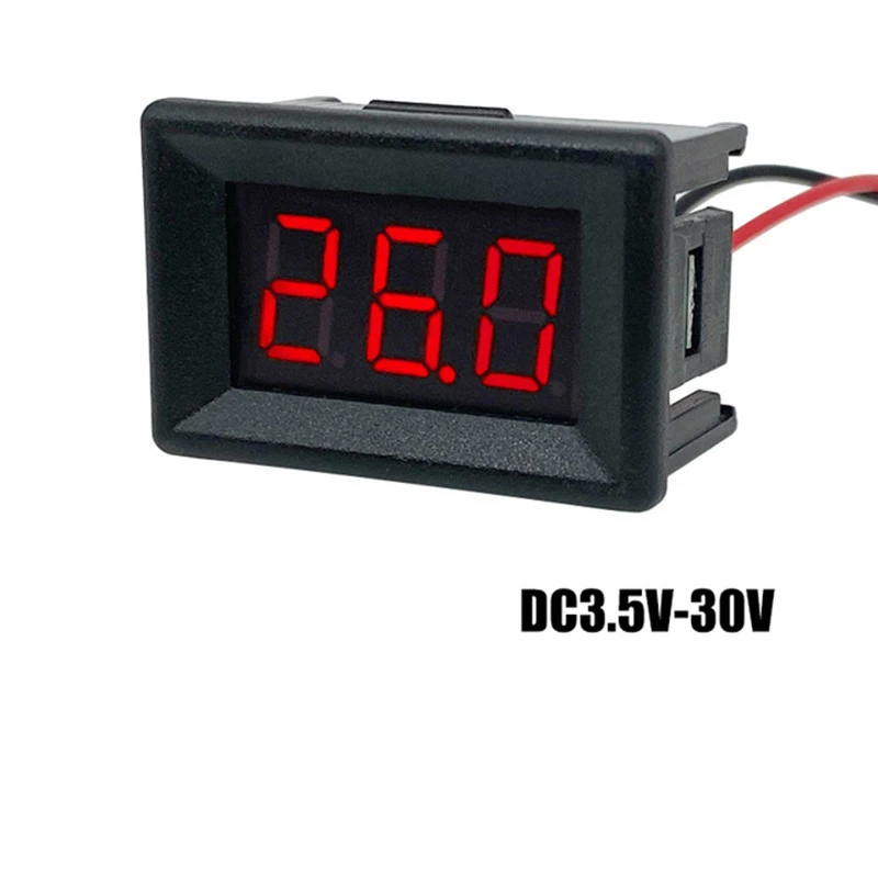 0.36-Inch Tweedraads Voltmeter Met Behuizing 4V-30V Dc Digitale Display Meter Digitale Voltmeter
