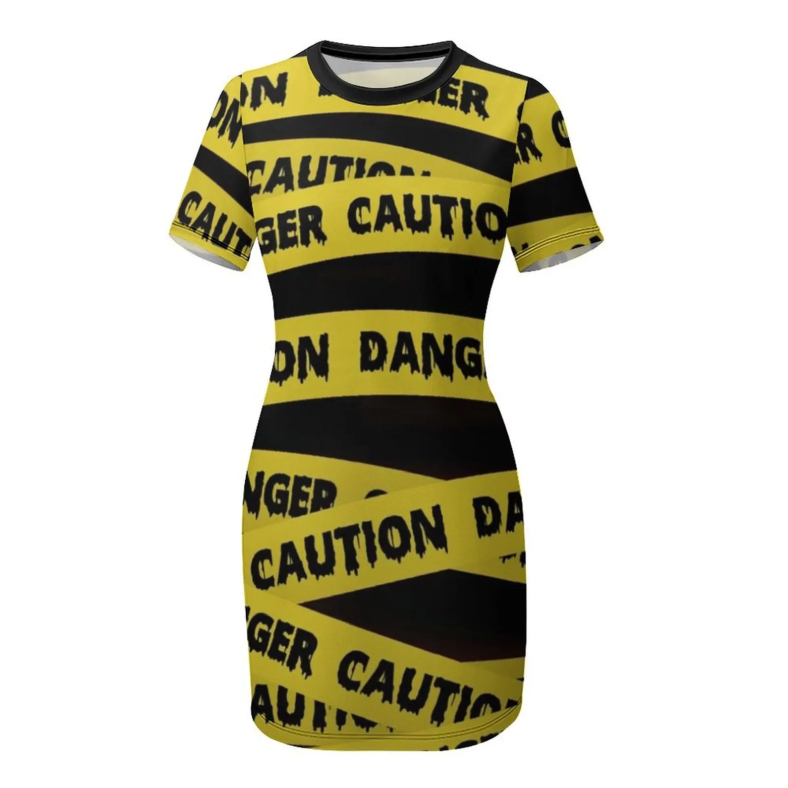 Peringatan Tape Danger Duty Tape gaun lengan pendek wanita elegan set pakaian pantai untuk wanita