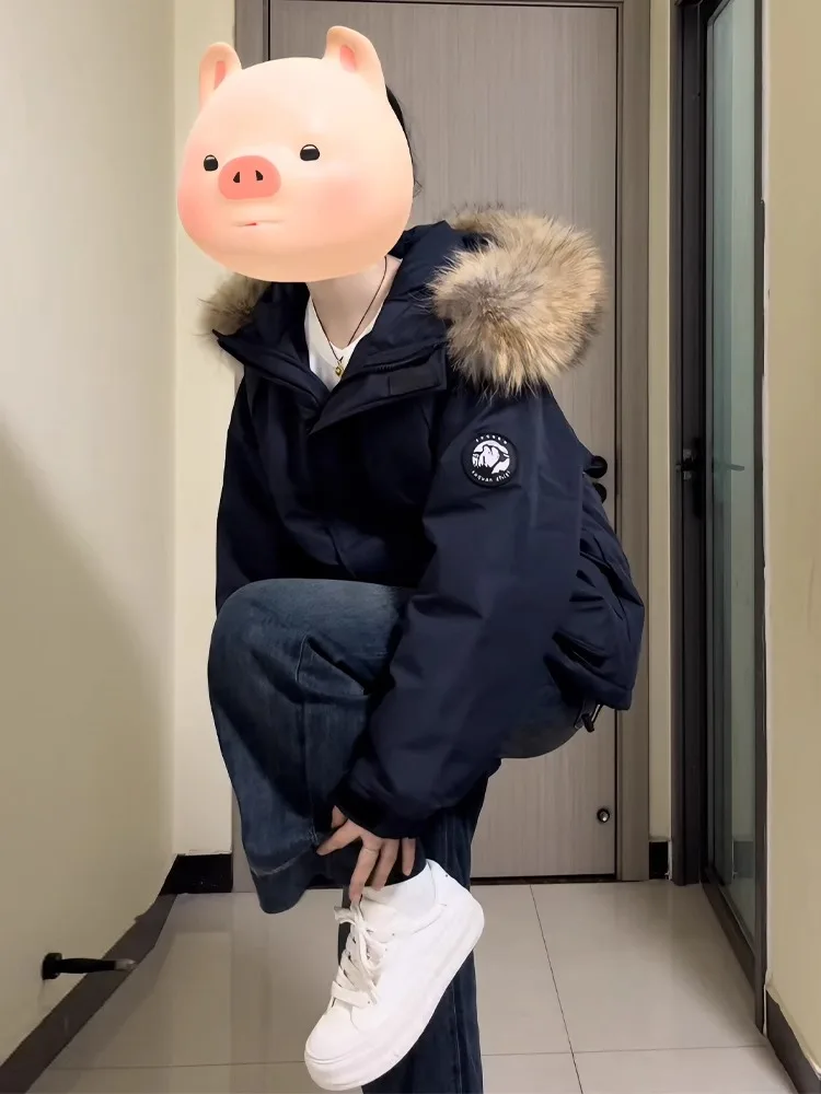 

American Sle Women's Thiened Winter down Jaet with Large Fur Collar And Hood Warm Cotton Coat Outerwear for Ladies