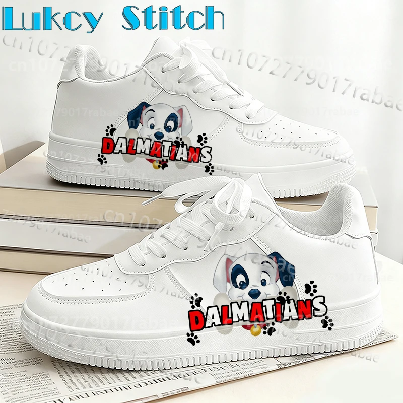 

101 Dalmatians 3D Printing Design Adult Leisure Shoes Man Woman Genuine Leather Breathable White Series Board Shoes Gift