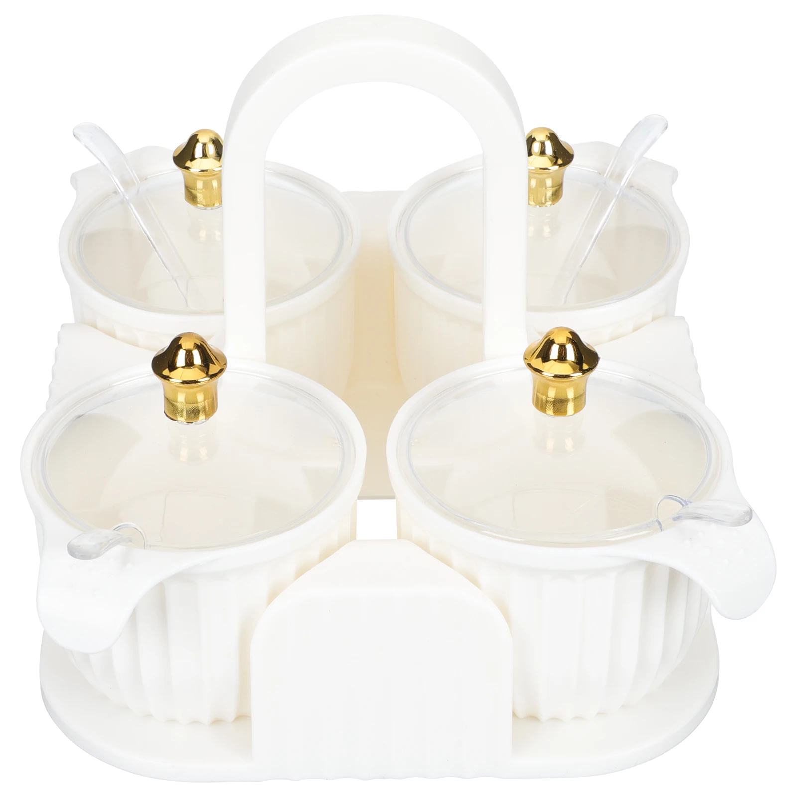 

Seasoning Box Combination 1 Set White 18x16.5x15cm HIPS Material Kitchen Organizer Salt Jar Spice Pot Storage Container