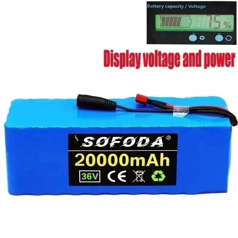 36V battery 10S4P 20Ah battery pack 1000W high power battery 42V 20000mAh Ebike electric bicycle BMS Capacity Indicator+charger