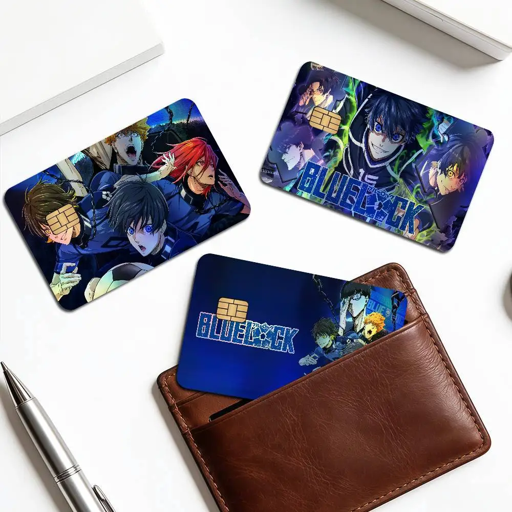 Hot Anime B-BLue L-Lock Minimalist Laser Bank Card Stickers Removable Personal Style Decor