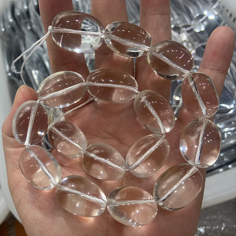 AB Natural Oval White Rock Quartz Beads For Jewelry Making 15\'\' DIY Crystal Beads Bracelet Necklace For Women Gift