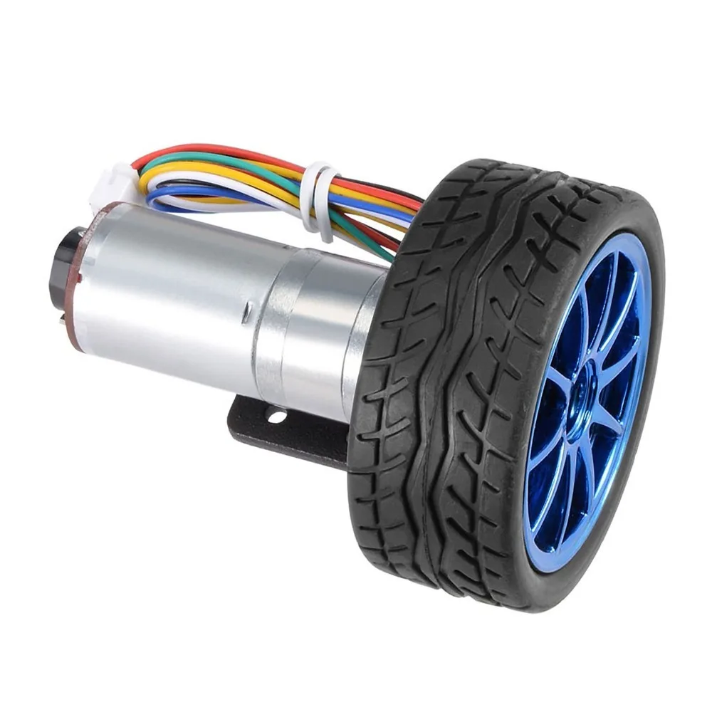DC 12V Encoder Gear Motor 130 RPM Mounting Bracket Geared Motor Kit 65mm Wheel 200RPM Full Metal Gear Motor For Smart Car