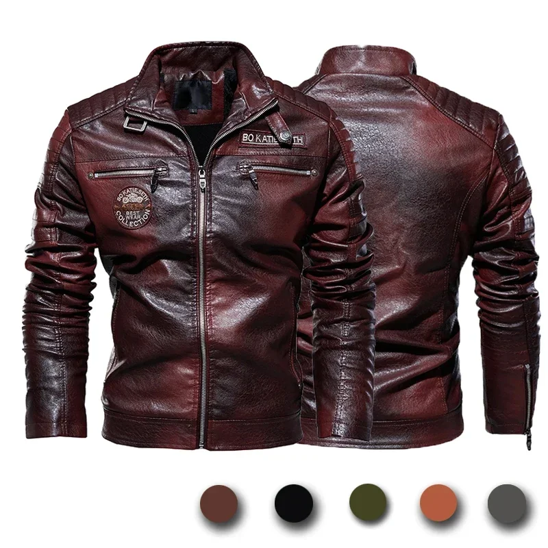 

Biker Leather High Quality Fashion Warm New Men's Leather Jackets Autumn And Winter Overcoat Casual Motorcycle Slim PU Jacket