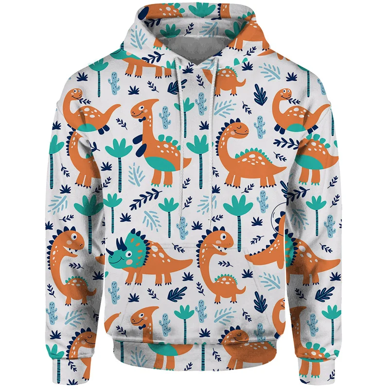 Felpe con cappuccio modello dinosauro cartone animato moda primavera manica lunga uomo bambini felpa stampata in 3D sciolto Casual Street Harajuku felpa con cappuccio