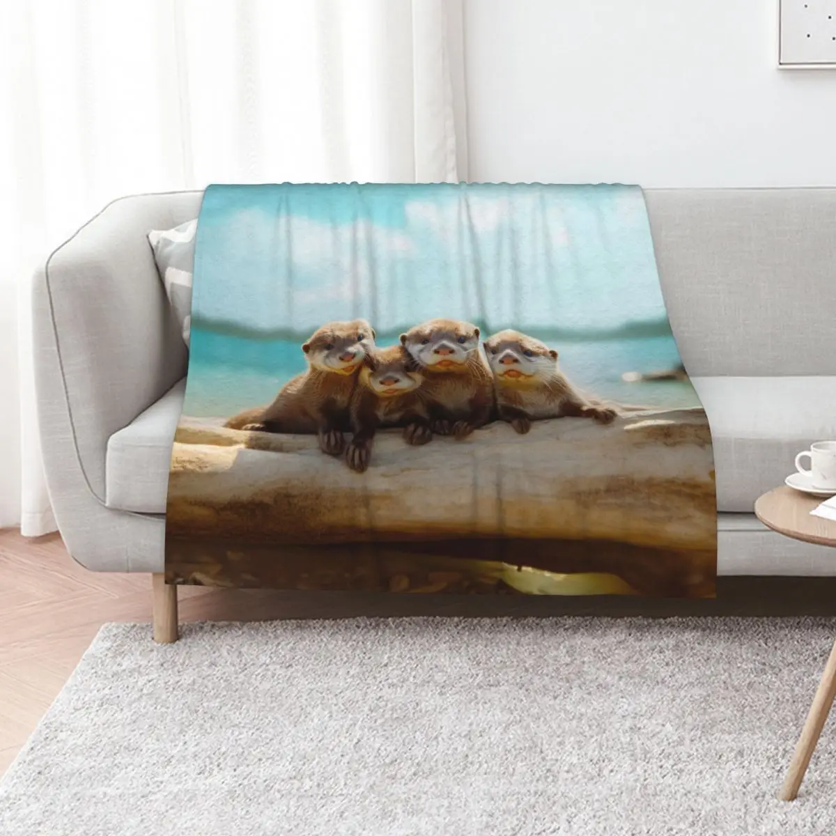 Cute Sea Otters Throw Blanket Sofa Quilt Fashion Sofas Soft Beds warm for winter Summer Beddings Designers Blankets