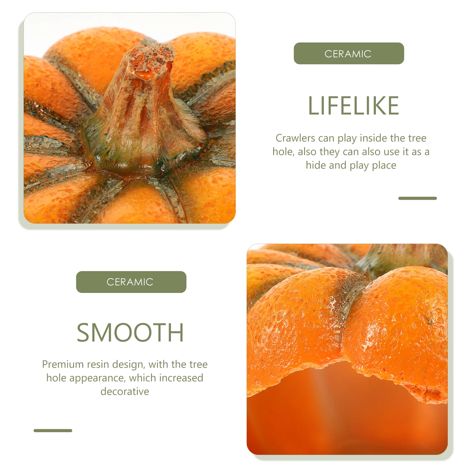 

Terrarium Reptile Cave Hideout Pumpkin Pet Hideaway Tank Accessories Orange Small Fish Decoration