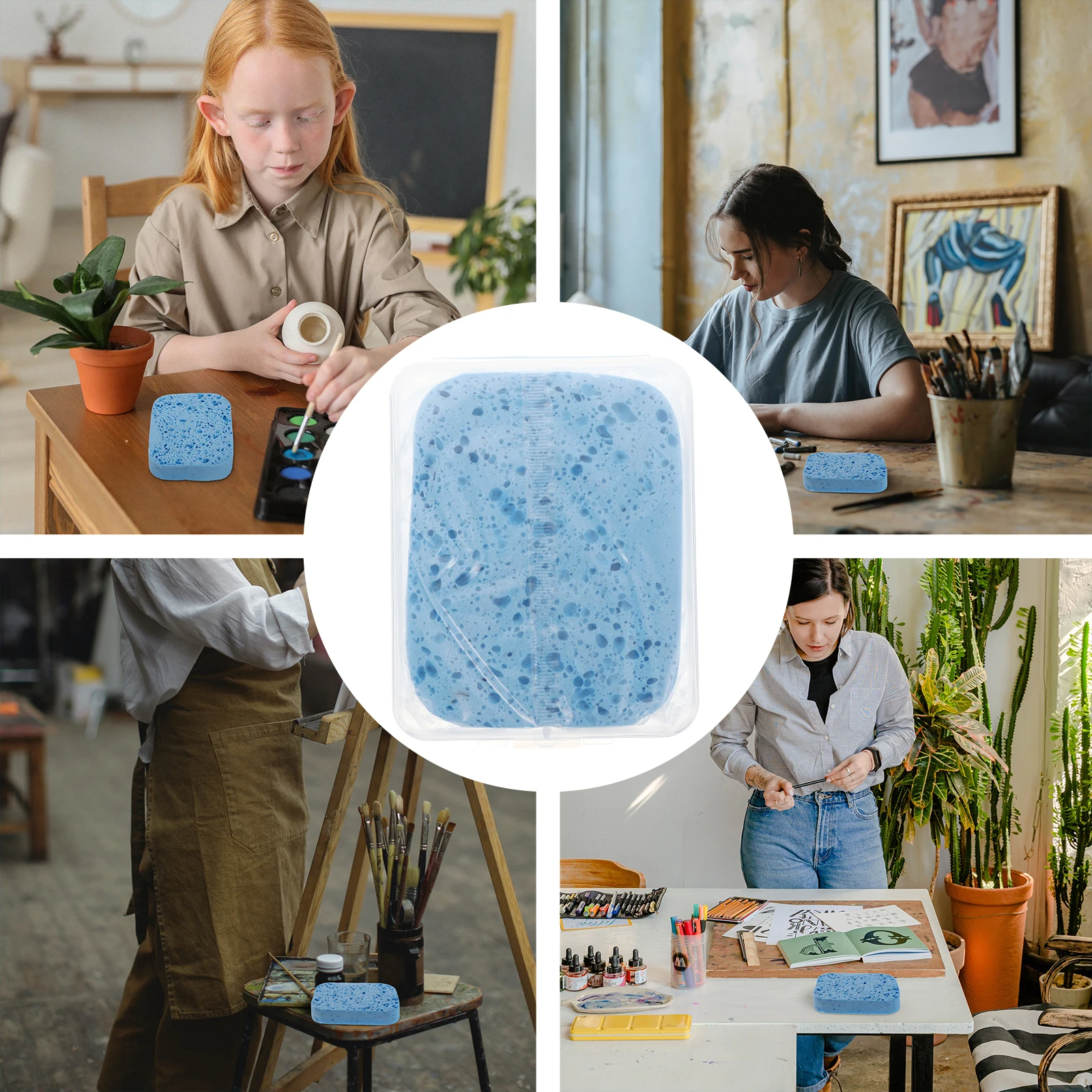 

1pc Art Watercolor Water Absorbent Colored Sponge For Painting Pigment Water-Absorbent Sponge Painting Supplies Storage Box
