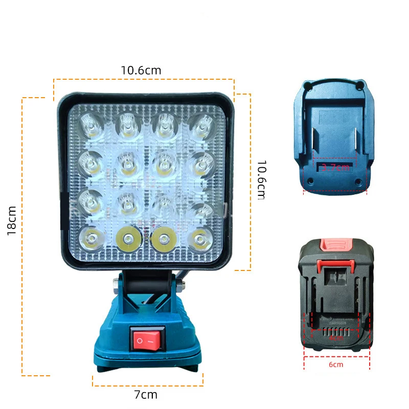 Lanterna de trabalho LED sem fio de 3/4/8 polegadas – Para Makita 14,4V-18V Bateria de íon-lítio Lanterna Lâmpada de acampamento Iluminação de emergência