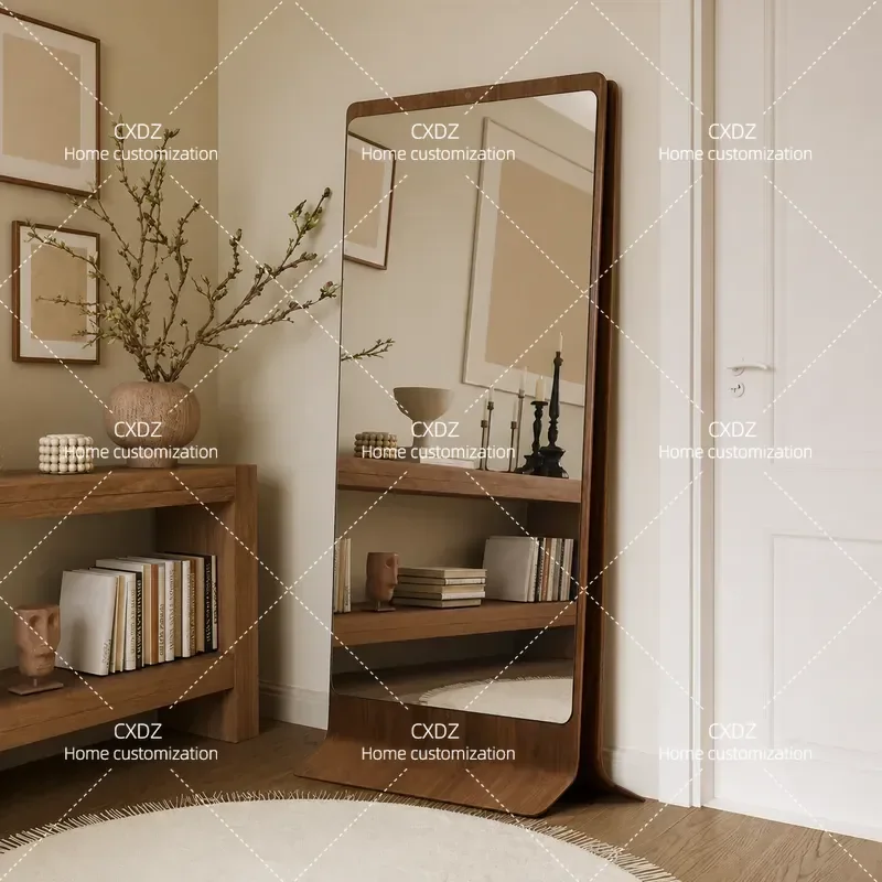 Medieval Style Full Length Mirror Luxury Retro Floor Standing Body Mirror for Bedroom Cloakroom Fitting Room Home Decor