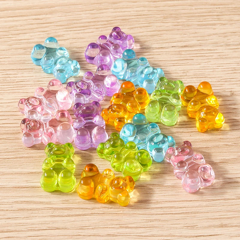 Tusember 20 Stück Niedliche transparente farbige Acryl-Bärenperlen, süße Gummibärchen, DIY-Halskette, Armband, Ohrringe, Schmuckherstellung, Geschenke – Detail 1