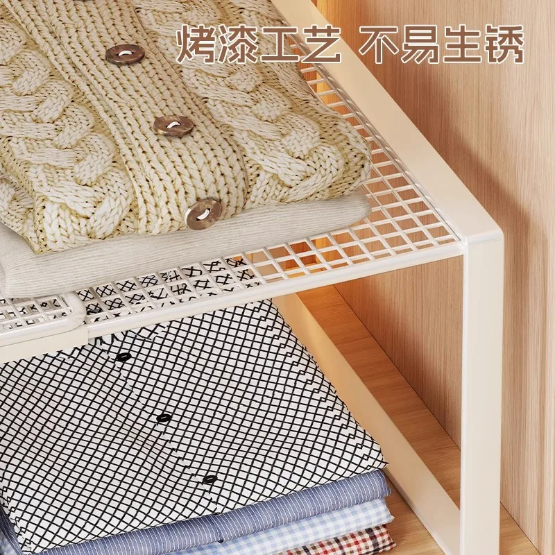 Wardrobe layered baffle storage retractable rack in cabinet wardrobe finishing partition layered rack