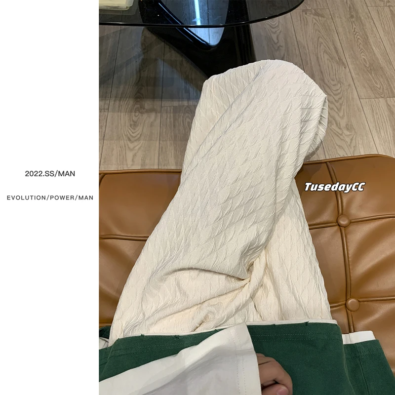 

Ice Silk Men's Summer Thin Loose Casual Pants High Street Wide Leg Floor-Length Straight Tube Trousers Comfortable Loose Fit