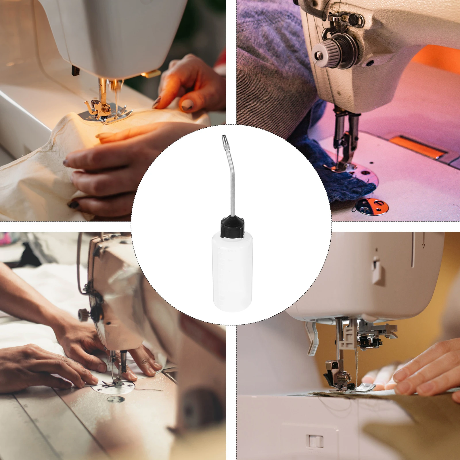 

4Pcs Oil Dispensing Bottles Sewing Machine Oiler Long Angled Spout Leak Proof Screw Cap Accurate Oil Delivery Squeeze Bottle