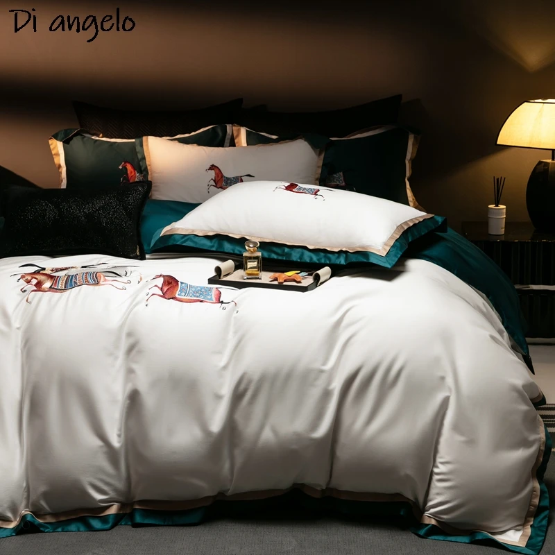 Egyptian Cotton Bedding Sets, High End Embroidery, 1000TC, French, Queen, King, Bed Linen, Duvet Cover Sheet, Pillowcase,