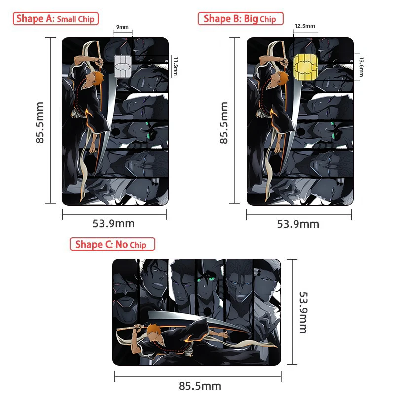 ACG Credit Card Skin Sticker TV Anime Kurosaki Ichigo Matte Stickers for VISA JCB MasterCard and Other IC Card Decoration view 2
