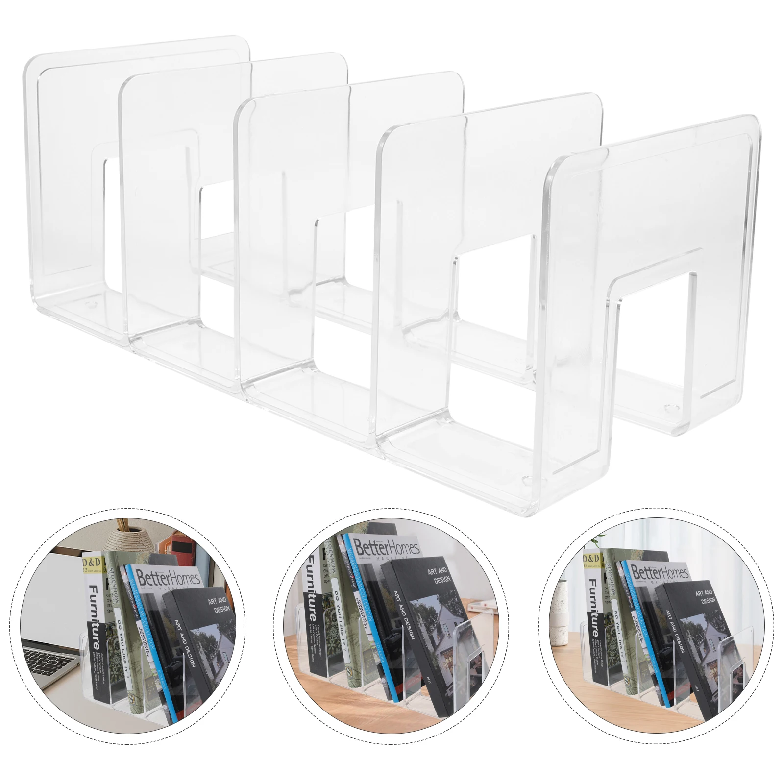 Thick Acrylic Transparent Bookend Organizer Desktop Divider Bookshelf Accessories for Study Office Library Files