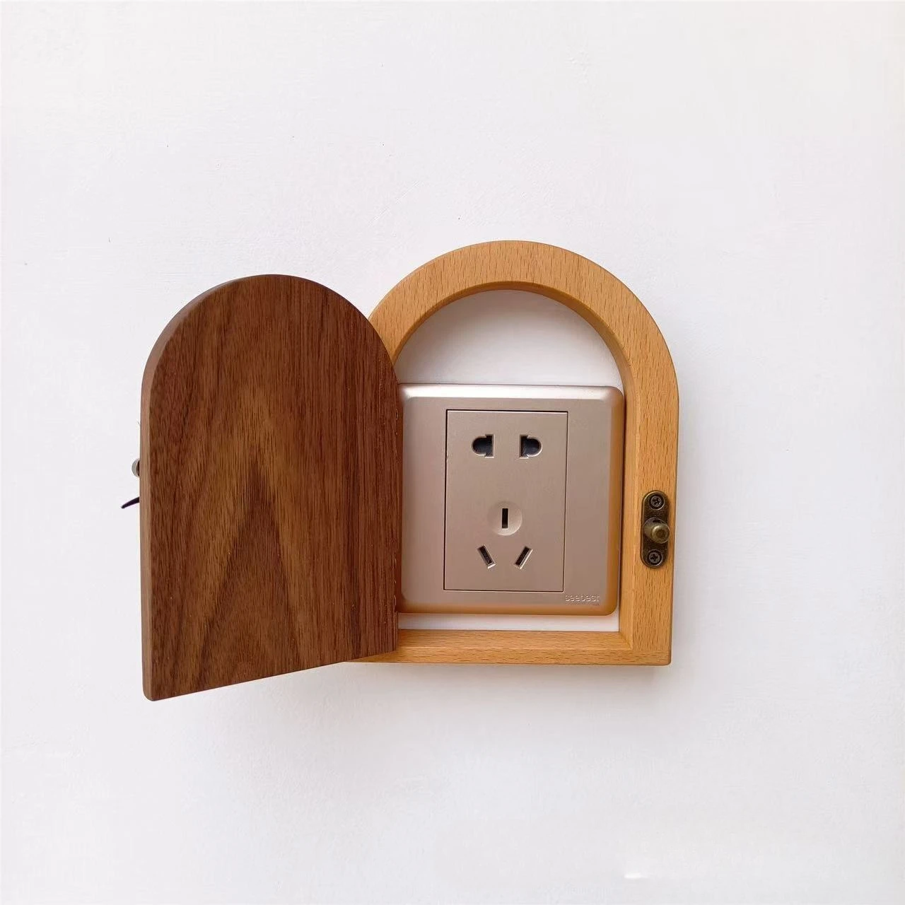 Wall Mounted Switch Protective Cover Multi-functional Door Shape Wood Switch Cover Safety Anti-touch Electric Shock Proof Cover