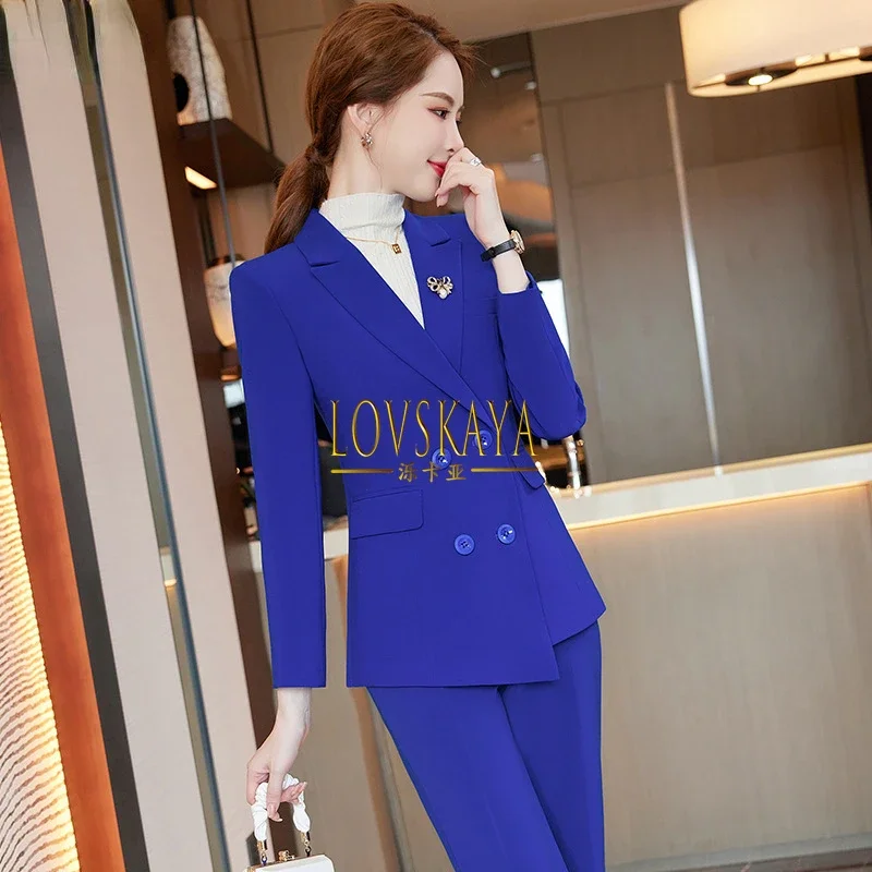 Fashionable red small suit formal dress women's white suit set temperament professional attire high-end feeling slim fit