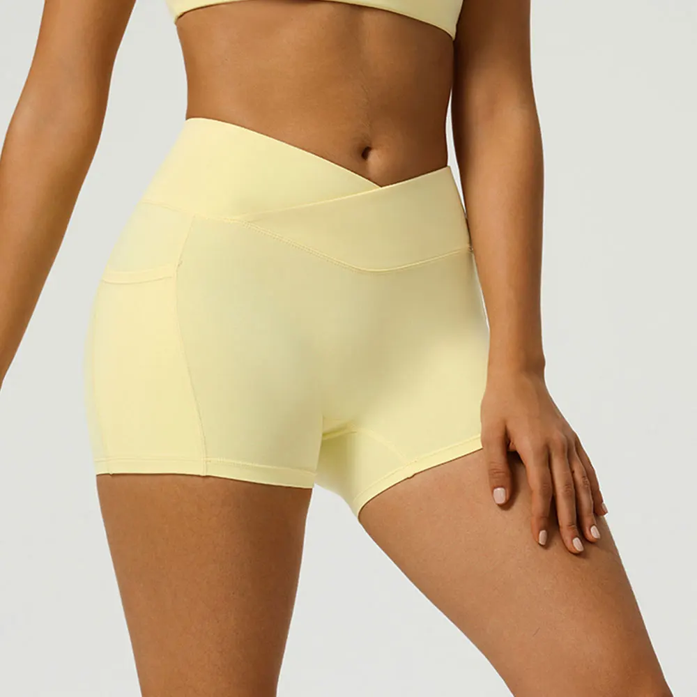 

Women Yoga Shorts High Waist Workout Short With Pockets Fitness Yoga Lift Butt Fitness Ladies Gym Running Short Pants Sportswear