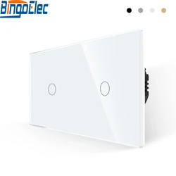 Bingoelec EU 2/3/4/5/6 Gang 1 Way Touch Light Switch Waterproof Glass Panel Light Switches AC110-250V 157mm*86mm