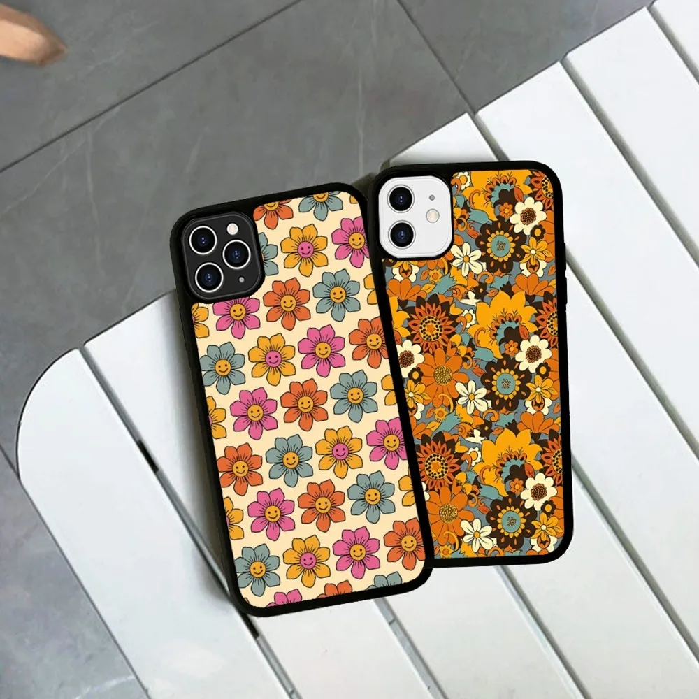 Heartbeat Flowers Phone Case Silicone PC+TPU Case For iPhone 14 11 12 13 Pro Max 8 7 6 Plus X XR Hard Fundas