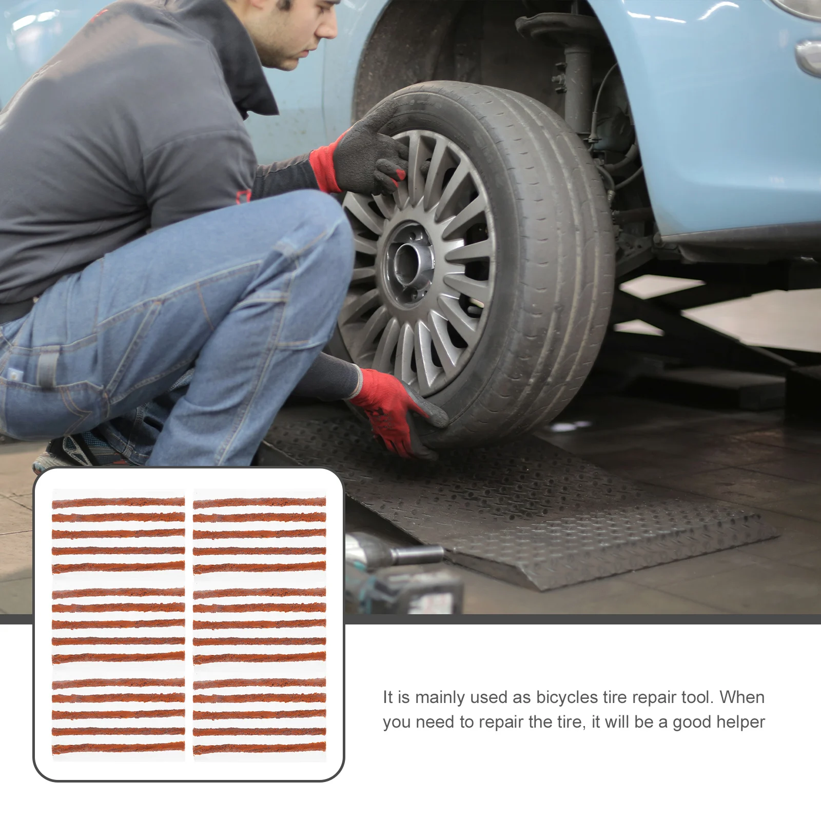

30pcs Tire Repair Kit Rubber Strips for Car Motorcycle Electric Bike Tubeless Plug Emergency Tools Accessories