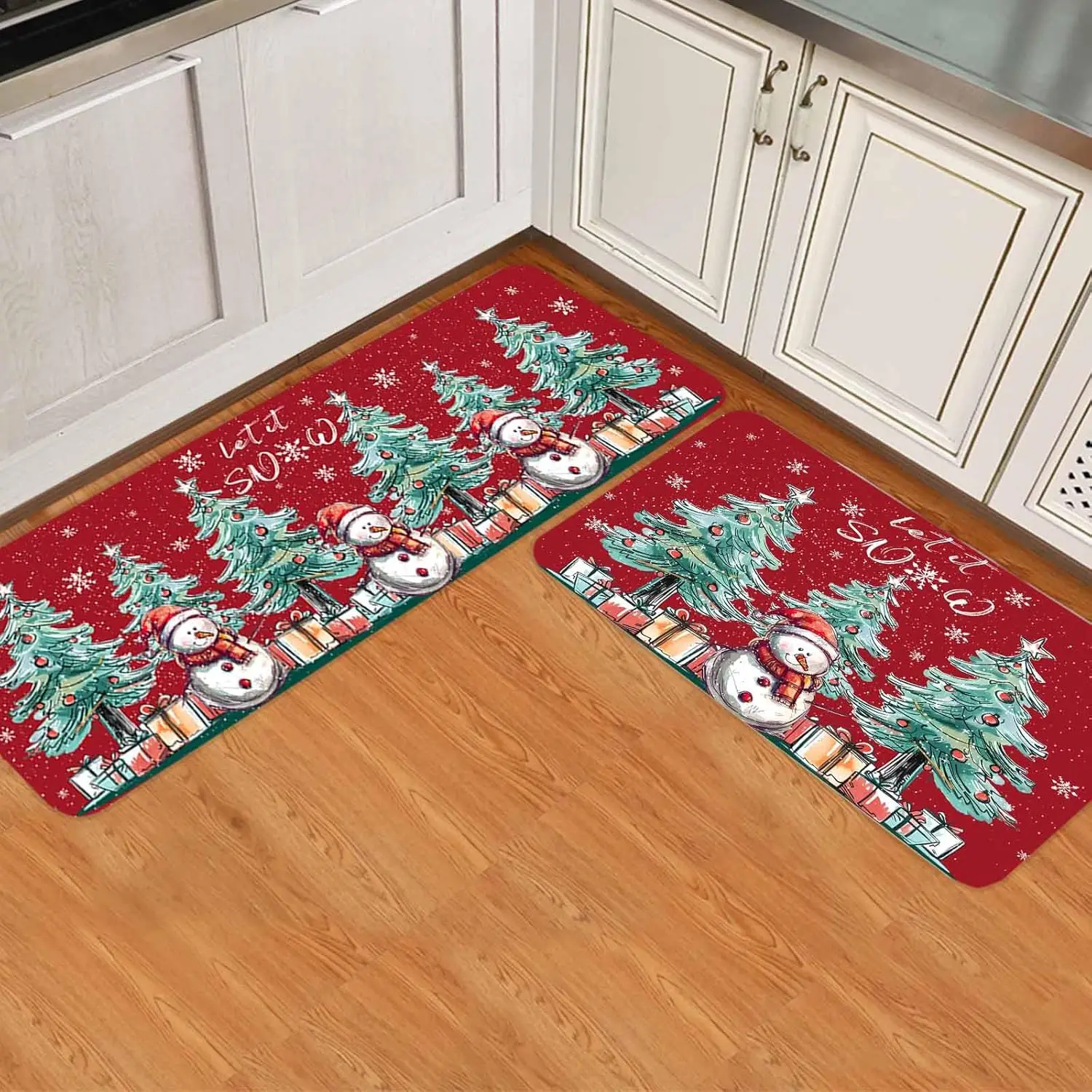 Christmas Snowman Xmas Tree Kitchen Mat Decor Kitchen Corridor Balcony Rugs Bedroom Bedside Foot Mat Christmas Decorations