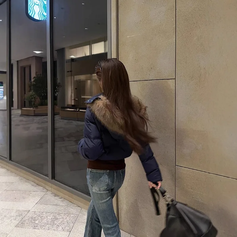 Hooded Fur Collar Design Sense Cotton Jacket Women's Winter New Short Warm Cotton Jacket Women's Clothing