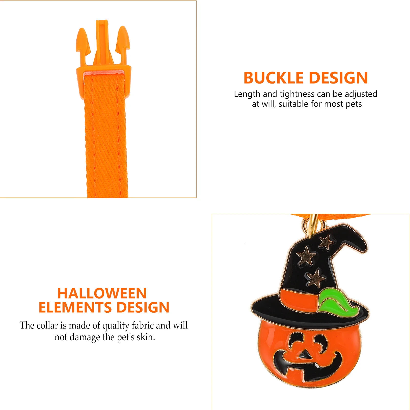 

2pcs Halloween Pet Collar For Dog Cat Adjustable Bright Comfortable Pumpkin Hat Design Pet Neck Chain Choker Bell Collar Party