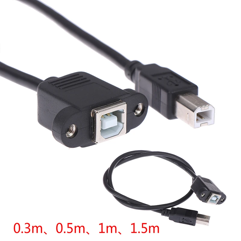 B*1PCS 0.3m 0.5m 1.5m  USB 2.0 Type B Male to Type B Female Printer Extension Cable With Panel Mount