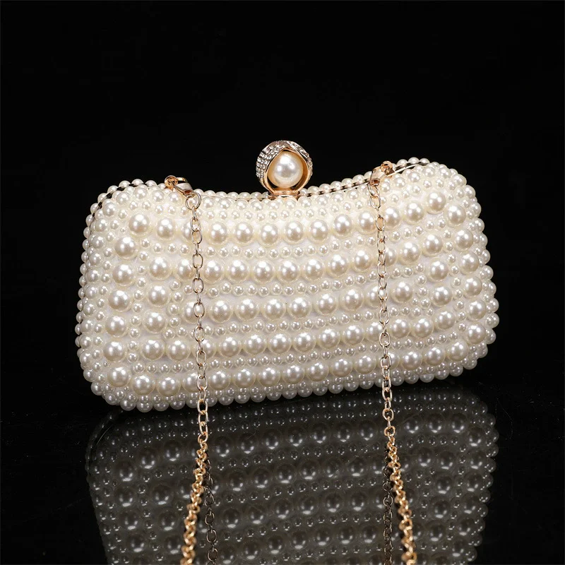 Hand bag spring new pearl rhinestone chain hand-held one-shoulder dinner bag banquet dress handmade customized women's bag