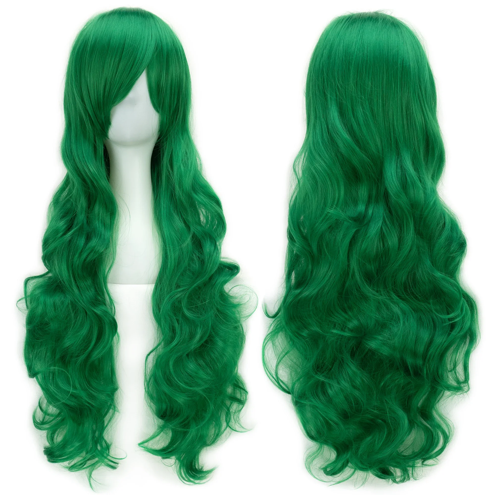 Soowee 30 colors 80cm Long Curly Hair Green Cosplay Wigs Heat Resistant Synthetic Hair Accessories Party Black Wig for Women