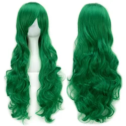 Soowee, 30 colores, 80cm de pelo largo y rizado, pelucas de Cosplay verdes, accesorios para el cabello sintético resistentes al calor, peluca negra de fiesta para mujer