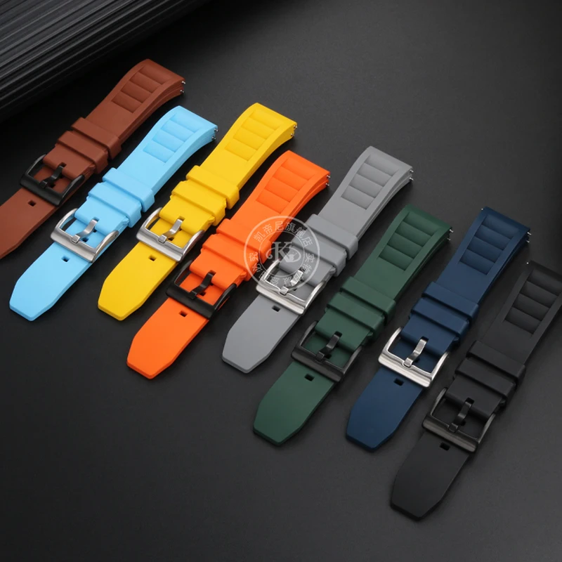 Gumowy pasek do zegarka fluoru 20mm 22mm do Breitling bransoletka adaptacja paska do każda marka zegarków nurkowych