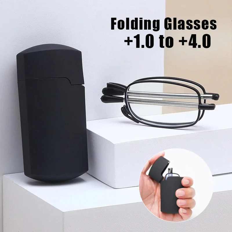 Portable Folding Reading Glasses for Men Women Telescopic Legs Rotation Presbyopia Eyeglasses Fashion Metal Frame Reader Eyewear