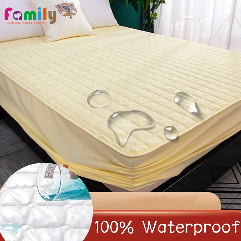 

Super Waterproof Quilted Mattress Cover King Queen Size Anti-mite Air-Permeable Thick Bed Pad Cover Not Including Pillowcases