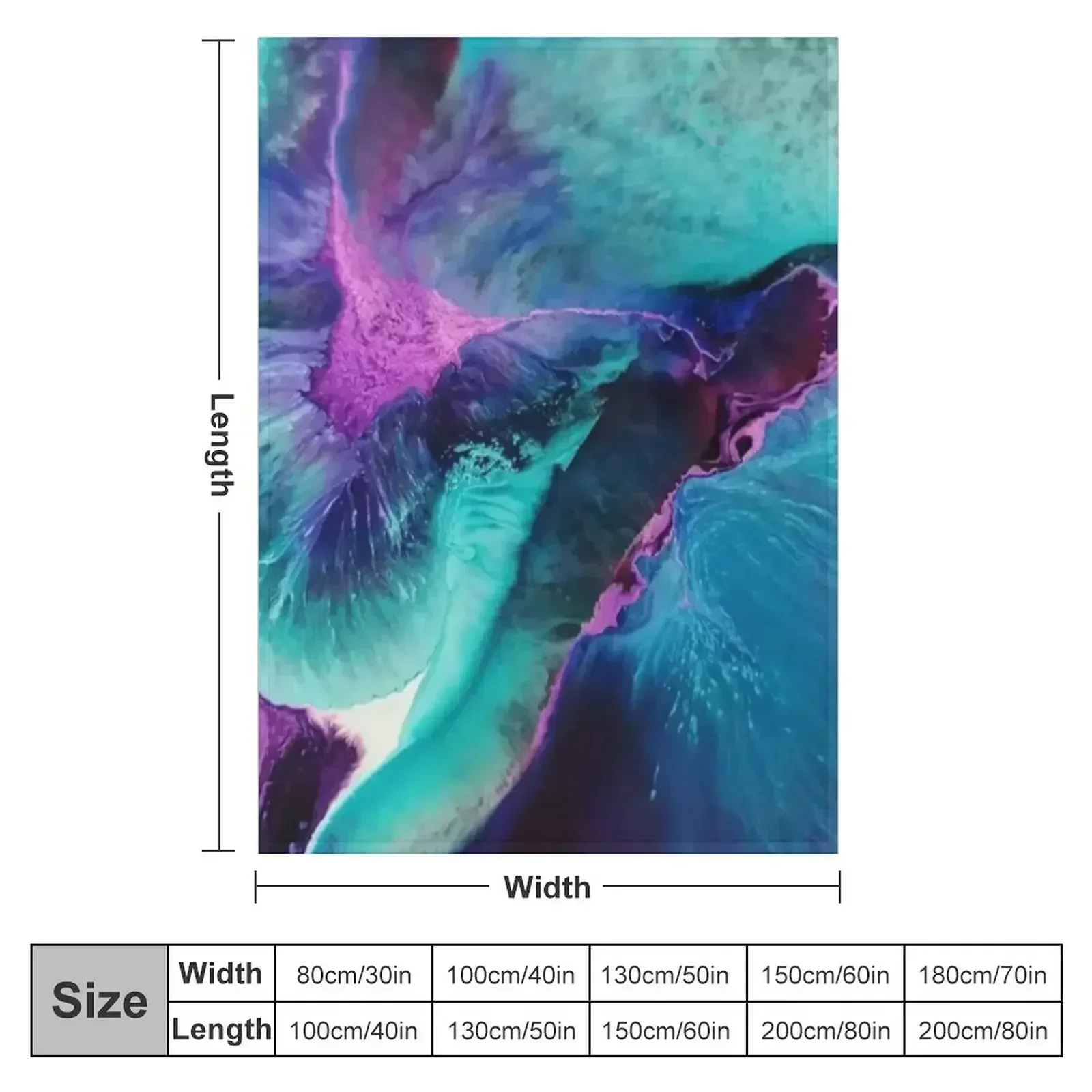 Mermaid Lagoon Resin Ink Art in Blue, Pink and Purple Throw Blanket couch cozy soft plush fuzzy picnic outdoor blanket